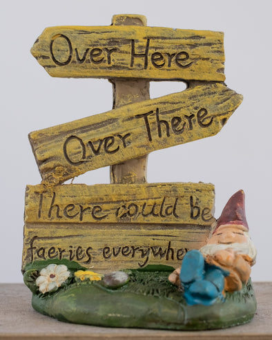 GARDEN GNOME WITH SIGN 6.3CM - 6328 (Box of 6)