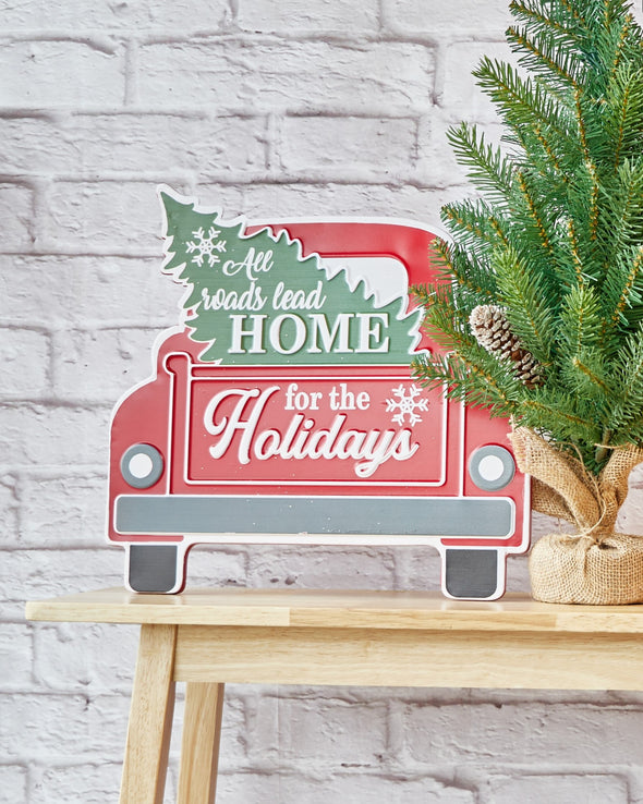 HOME FOR HOLIDAYS CAR SIGN METAL 38CM - X2772 (Box of 2)