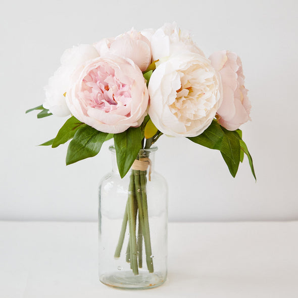 PEONY BOUQUET X9 CREAM PINK 35CM - 7141CPK (Box of 12)