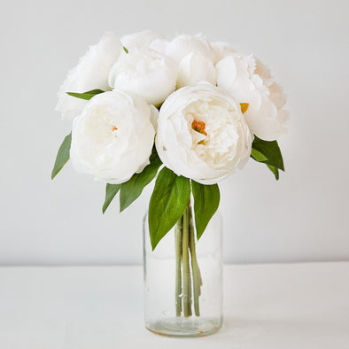 PEONY BOUQUET X9 WHITE 35CM - 7141WH (Box of 12)