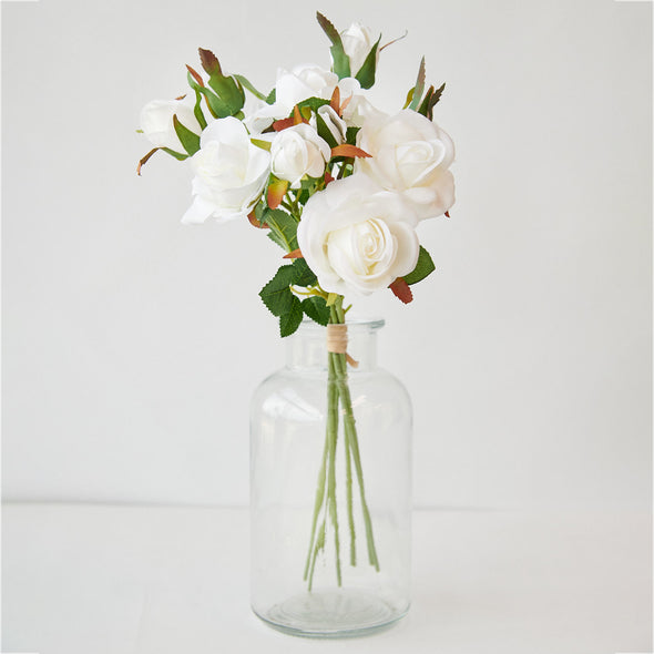 ROSE BOUQUET X6 WHITE 36CM - 7142WH (BOX OF 12)