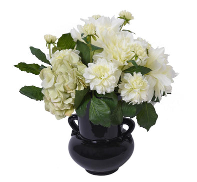 DAHLIA HYDRANGEA MIXED ARRANGEMENT WHITE 42X47CM - 7269 (Box of 2)