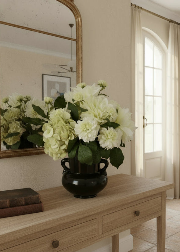 DAHLIA HYDRANGEA MIXED ARRANGEMENT WHITE 42X47CM - 7269 (Box of 2)