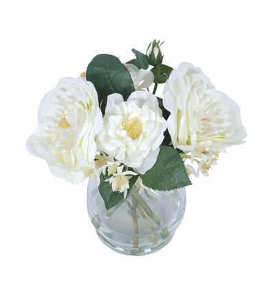 ROSE MIXED ARRANGEMENT WHITE 24X22CM - 7277 (Box of 1)