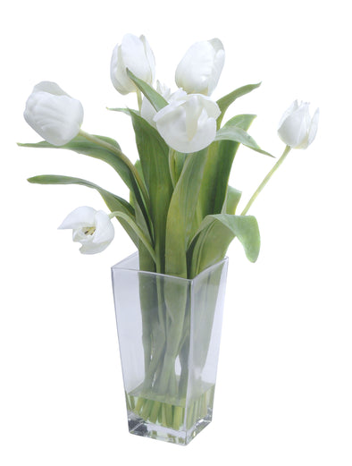 TULIP ARRANGEMENT WHITE 30X43CM - 7281 (Box of 1)