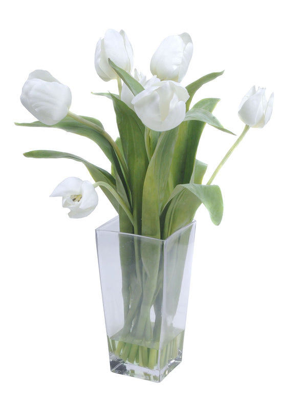 TULIP ARRANGEMENT WHITE 30X43CM - 7281 (Box of 1)