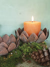 CASA VERDE LOTUS CANDLE DISH VINTAGE RUST 15X3CM - CV03071 (Box of 6)