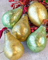 GLASS PEAR DECORATION ANTIQUE GOLD 8CM - CV06076 (Box of 6)