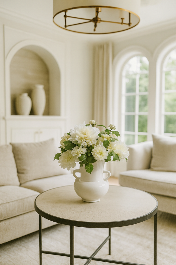 HYDRANGEA DAHLIA MIXED ARRANGEMENT WHITE 43X52CM - 7267 (Box of 2)