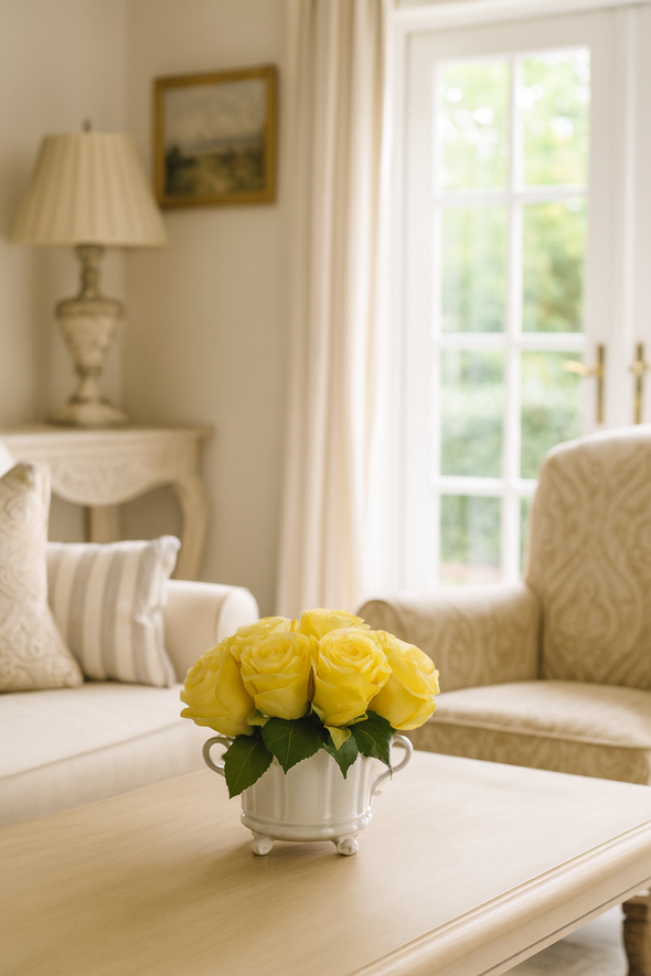 ROSE ARRANGEMENT BUTTER YELLOW 25X20CM - 7265 (Box of 1)