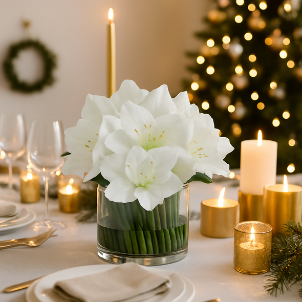 AMARYLLIS ARRANGEMENT WHITE 29X20CM - 7282 (Box of 1)