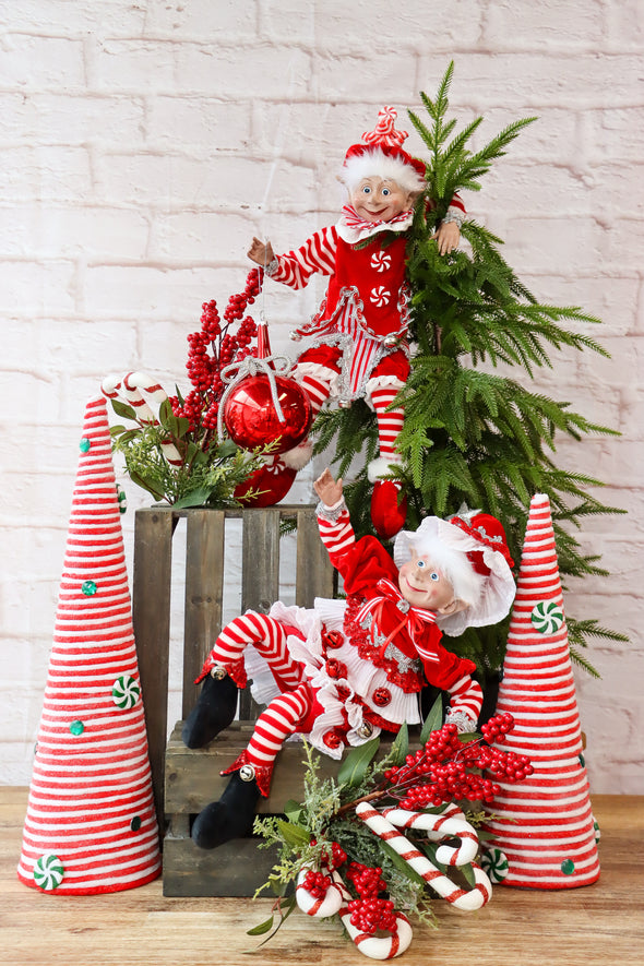 CHRISTMAS CANDY STRIPE GAL ELF RED WHITE - X3545 (Box of 4)
