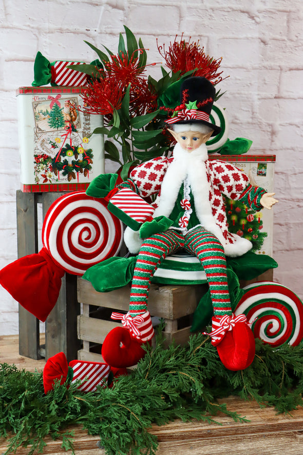 CHRISTMAS CAROLLER ELF GREEN RED 65CM - X3543 (Box of 3)