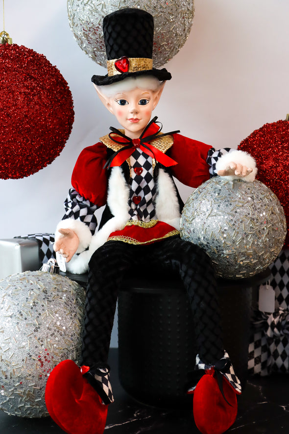 CHRISTMAS CAROLLER ELF BLACK 65CM - X3542BK (Box of 3)