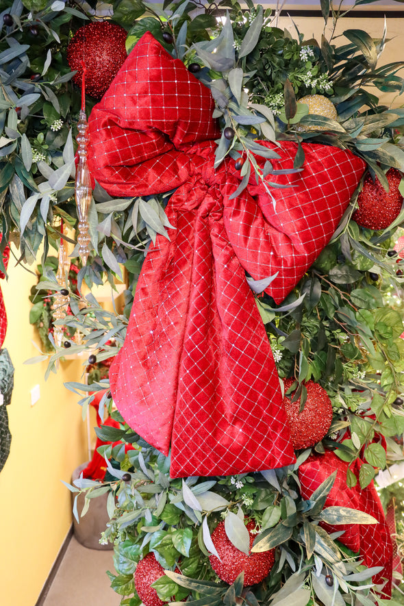 CHRISTMAS BOW ORNAMENT RED 52 X 74CM- X3578 (Box of 6 pcs)