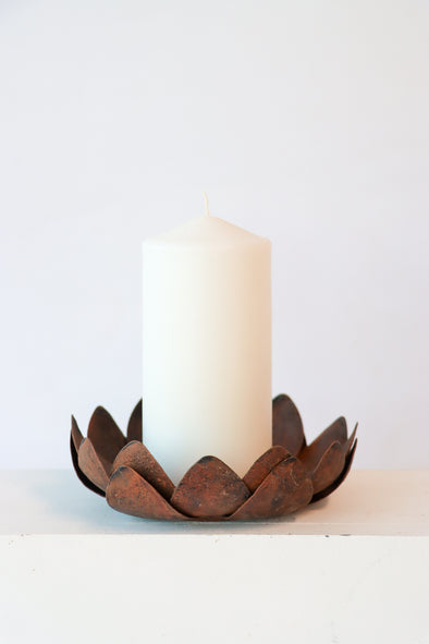 CASA VERDE LOTUS CANDLE DISH VINTAGE RUST 15X3CM - CV03071 (Box of 6)