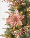POINSETTIA STEM GLITTER ROSE 65CM - X2901 (Box of 36)