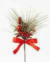 PINE BALL PICK WITH RIBBON RED 33CM - X3420 (Box of 48)