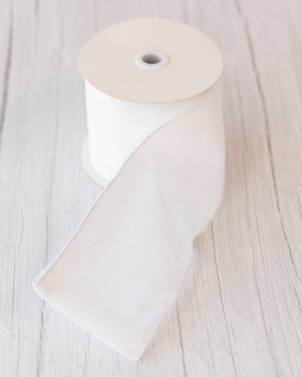 RIBBON VELVET WHITE 10cm x 7m - X3432 (Box of 8)