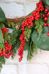 BERRY CEDAR WREATH GREEN RED 40CM - X3441 (Box of 2pcs)