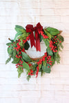 BERRY CEDAR WREATH GREEN RED 40CM - X3441 (Box of 2pcs)