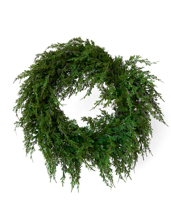 REAL TOUCH CYPRESS WREATH 35CM - X3469 (Box of 4pcs)