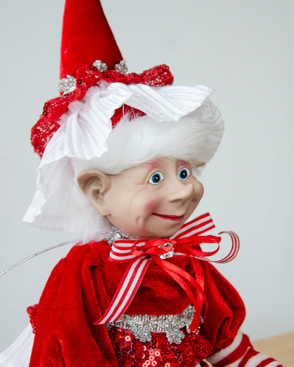 CHRISTMAS CANDY STRIPE GAL ELF RED WHITE - X3545 (Box of 4)