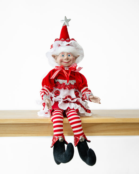 CHRISTMAS CANDY STRIPE GAL ELF RED WHITE - X3545 (Box of 4)