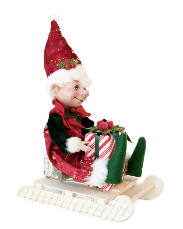 XMAS ELF ON SLEIGH 21CM  - X3797 (Box of 2)