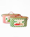 CHRISTMAS STRIPES TIN OVAL SET OF 2 - X3899 (Box of 2 sets)
