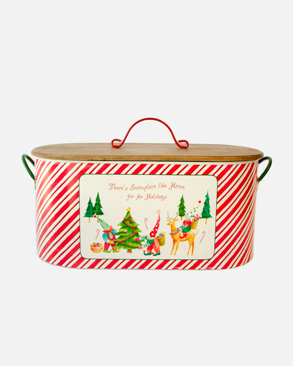 CHRISTMAS STRIPES TIN OVAL SET OF 2 - X3899 (Box of 2 sets)