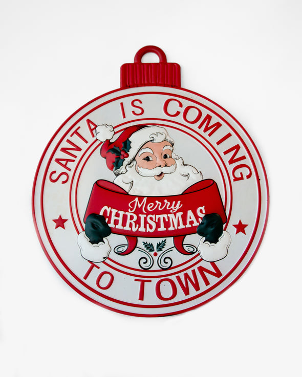 CHRISTMAS SANTA IS COMING SIGN - X3900 (Box of 8 pcs)