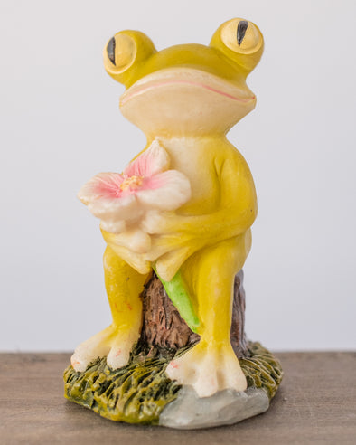 FAIRY'S FROG WITH FLOWER GREEN/PINK 7CM - 6732 (Box of 6)