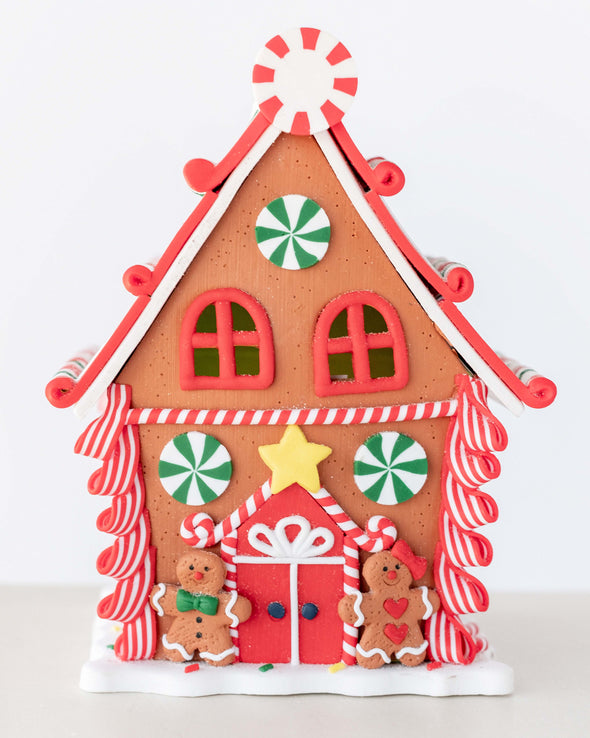 GINGERBREAD HOUSE WITH LED 17CM - X1688 (Box of 2)