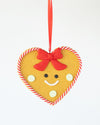 GINGERBREAD HEART ORNAMENT RED - X2373 (Box of 24)