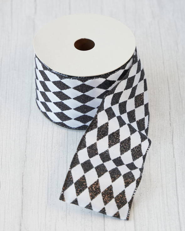 RIBBON ROLL BLACK/WHITE 6.35cm - X2469 (Box of 6)