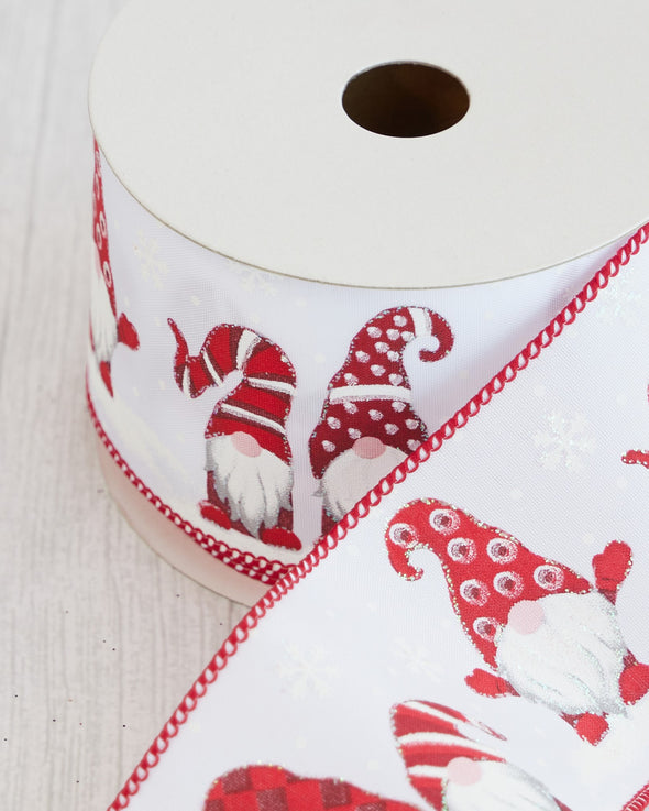 RIBBON ROLL GNOMES WHITE 6.35cm - X2474 (Box of 6)