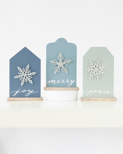 SNOWFLAKE TABLE  SITTER SET OF 3 16.5cm - X2512ASST (Box of 6)