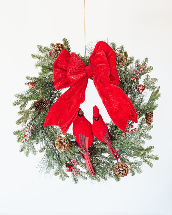 BOW & BIRD WREATH 60CM - X2570 (Box of 4)