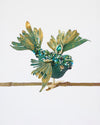 GLITTERED BIRD PEACOCK GREEN 13.75CM - X2716PC (Box of 12)