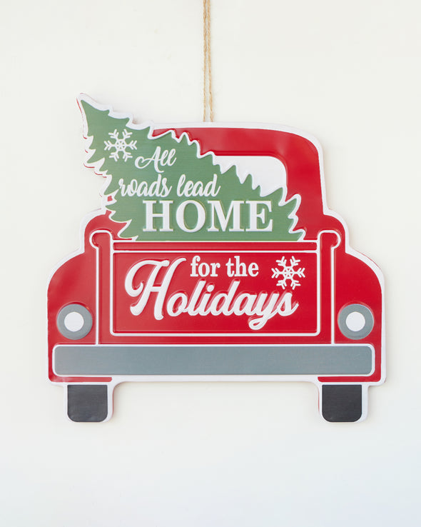 HOME FOR HOLIDAYS CAR SIGN METAL 38CM - X2772 (Box of 2)