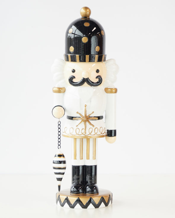 NUTCRACKER FINIAL WHITE/BLACK 34CM - X2867 (Box of 2)