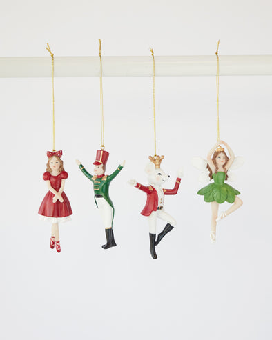 STORIES ORNAMENTS GREEN/RED SET OF 4 10.5cm - X2966 (Box of 1 set)